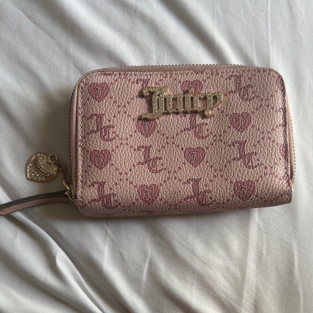 Juicy Couture Pink Monogram Zip Around Wallet
